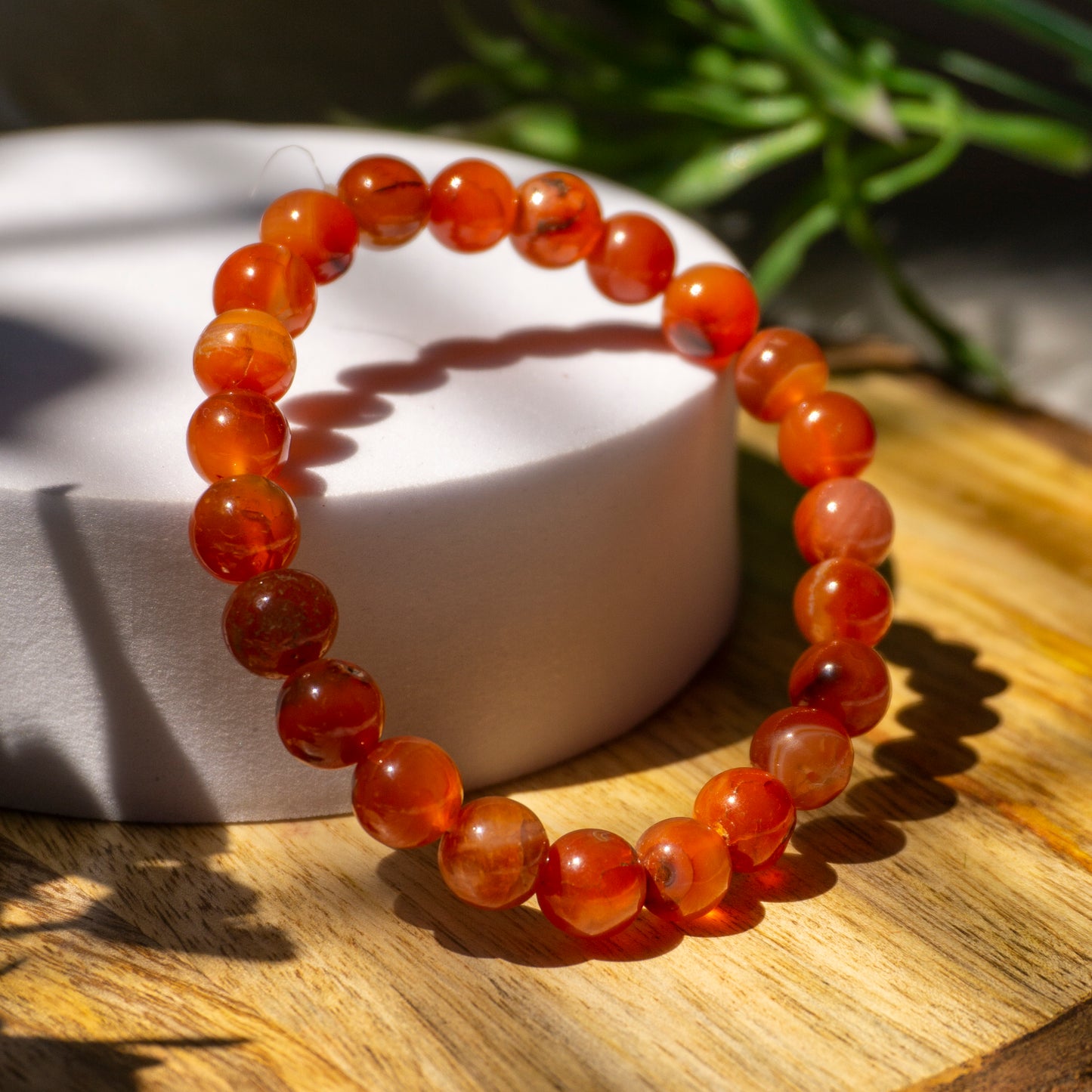 Orange Carnelian Crystal and Stone Bead Bracelet Jewellery 8mm