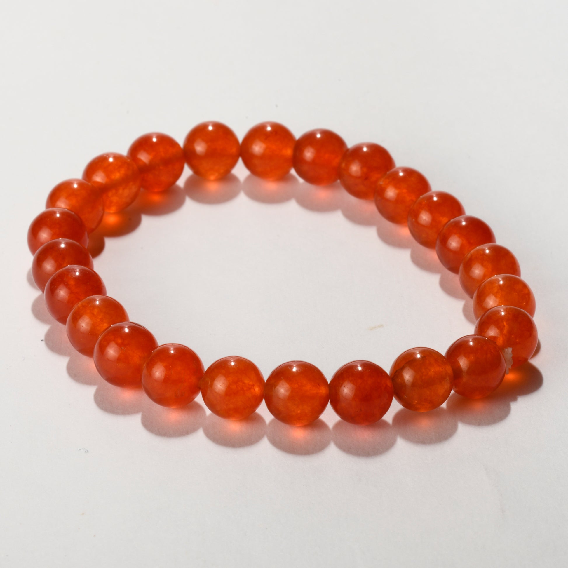 Real Orange Carnelian Crystal and Stone Bead Bracelet Jewellery 8mm