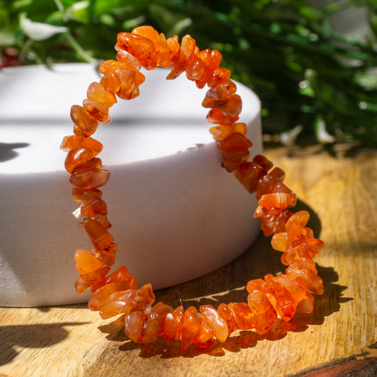 Orange Carnelian Crystal and Stone Chip Bracelet Jewellery