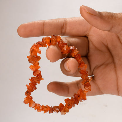 Real Orange Carnelian Crystal and Stone Chip Bracelet Jewellery