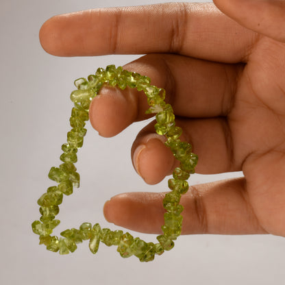 Real Peridot Crystal and Stone Chip Bracelet Jewellery