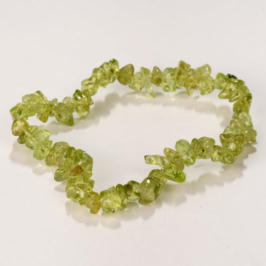 Real Peridot Crystal and Stone Chip Bracelet Jewellery