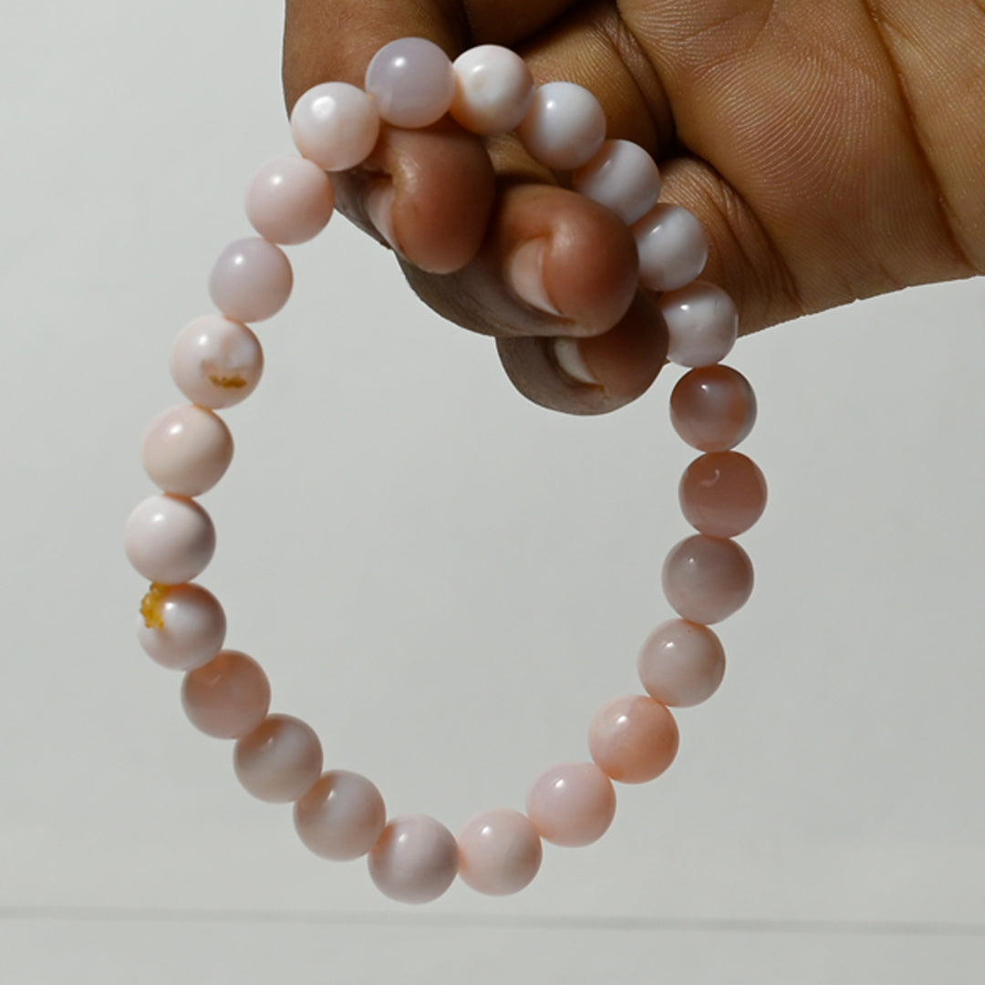 Real Pink Opalite Crystal and Stone Bead Bracelet Jewellery 8mm