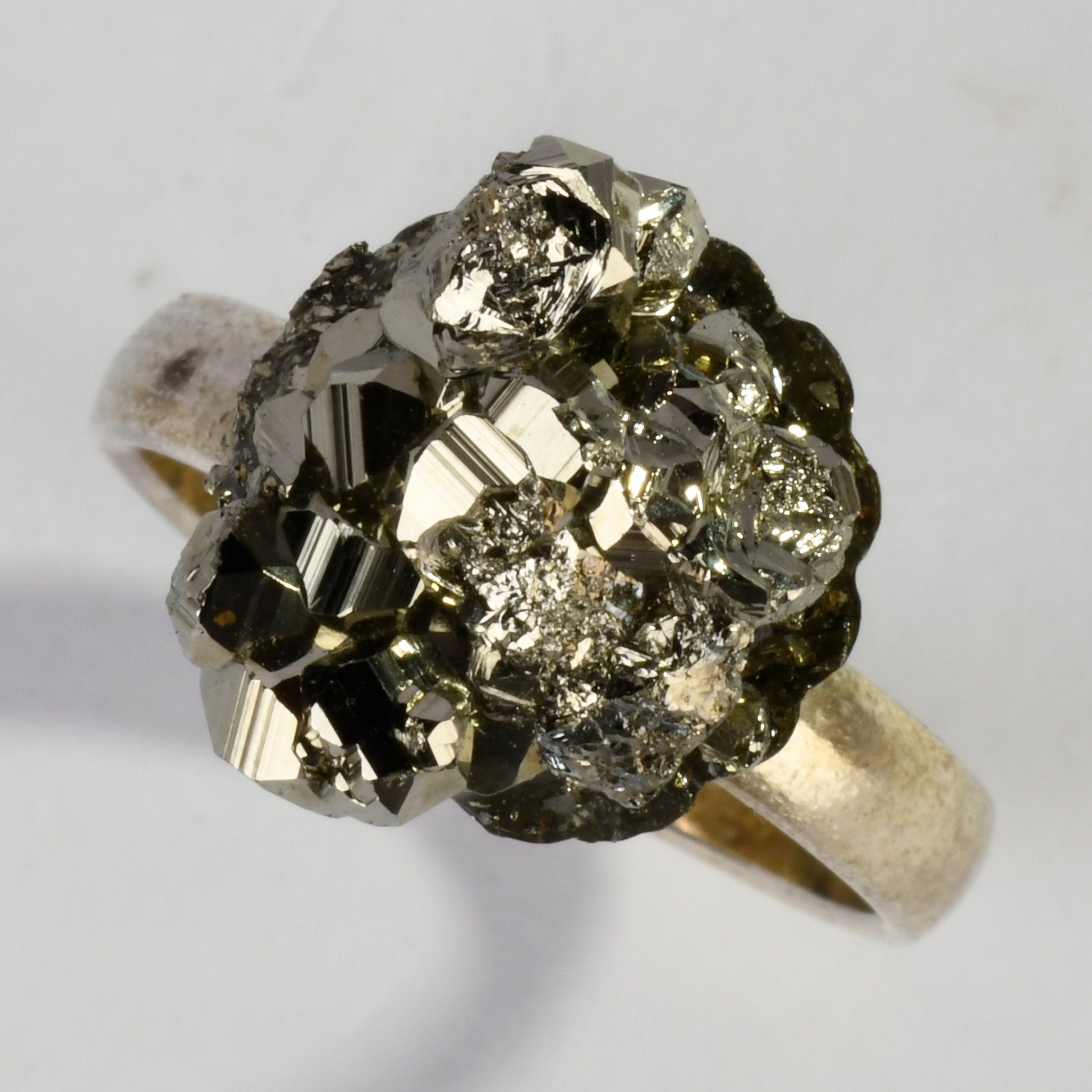 Real Pyrite Single Stud Crystal and Stone Ring Jewellery