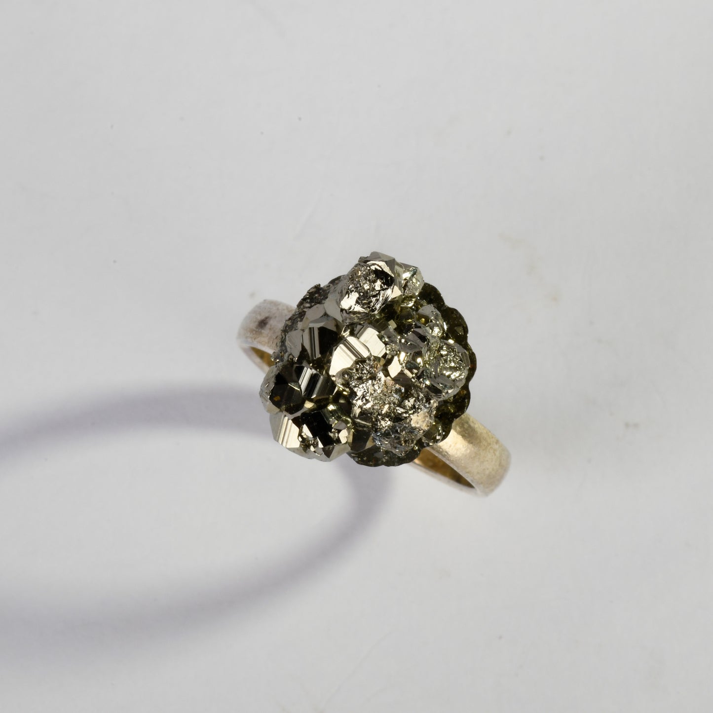 Real Pyrite Single Stud Crystal and Stone Ring Jewellery