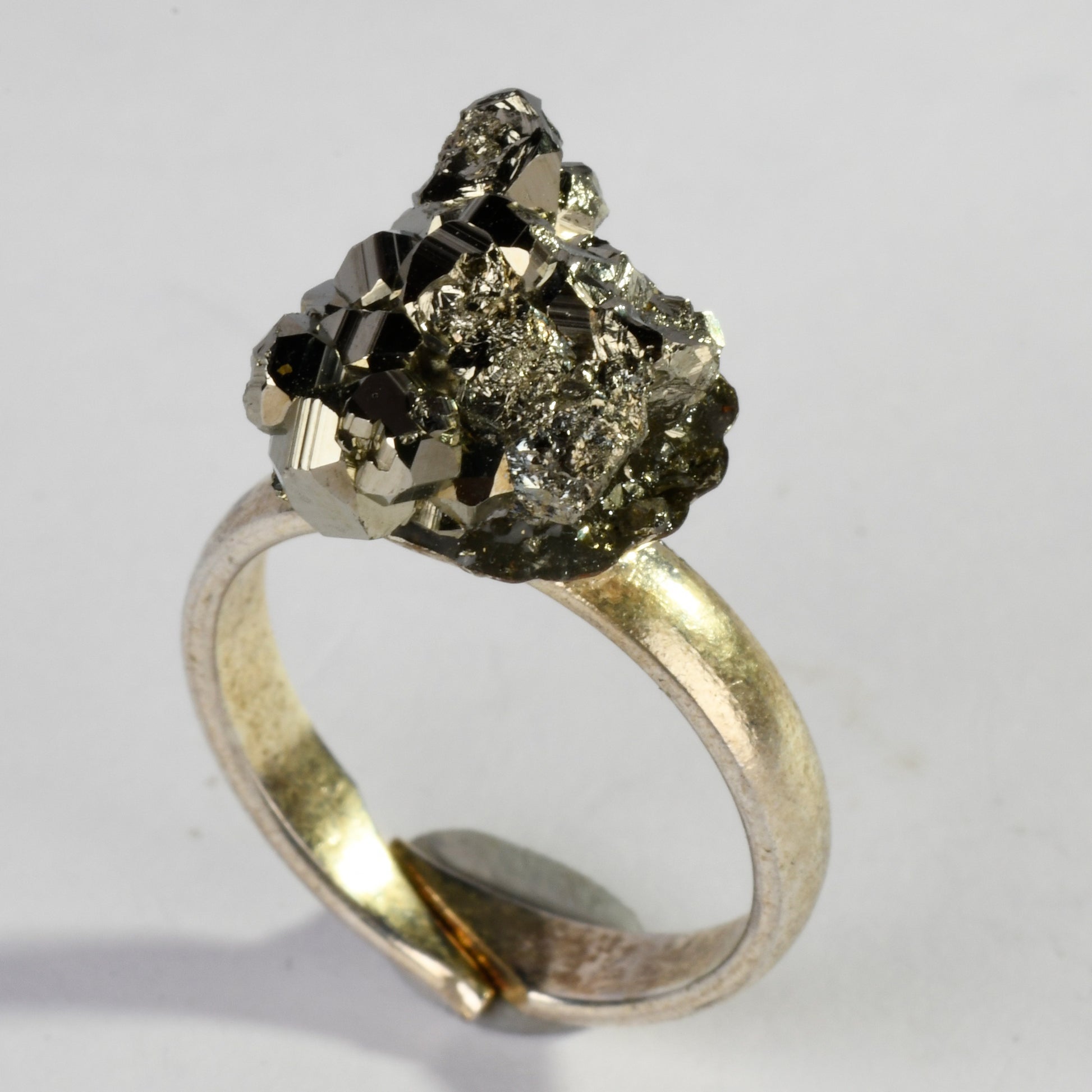 Real Pyrite Single Stud Crystal and Stone Ring Jewellery