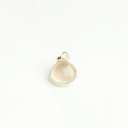 Real Rose Quartz Silver Pendant