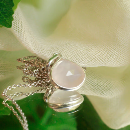 Real Rose Quartz Silver Pendant