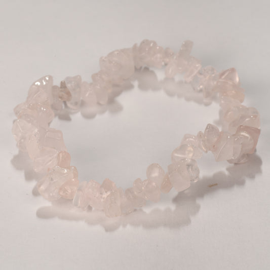 Real Rose Quartz Crystal and Stone Chip Bracelet Jewellery