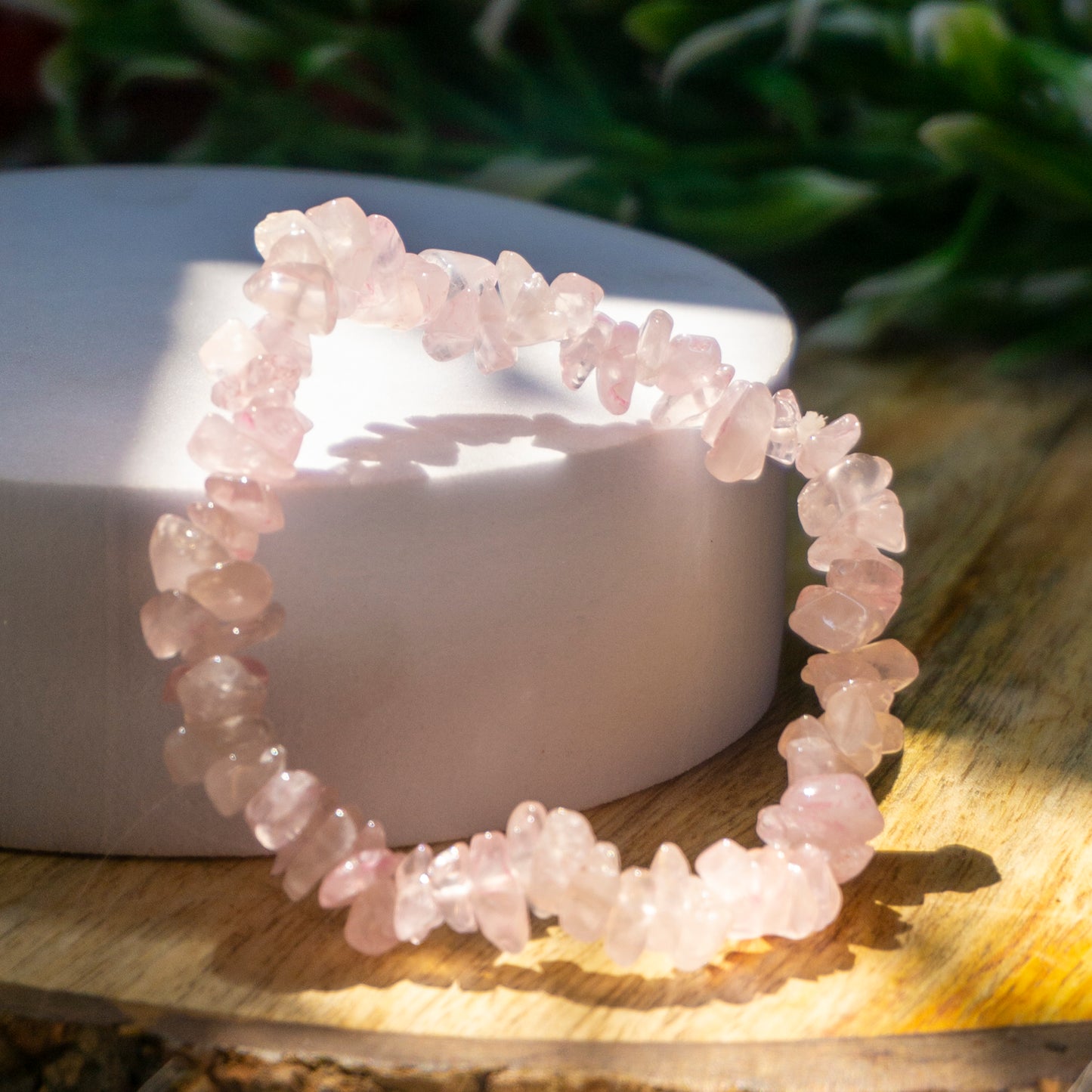 Rose Quartz Crystal and Stone Chip Bracelet Jewellery