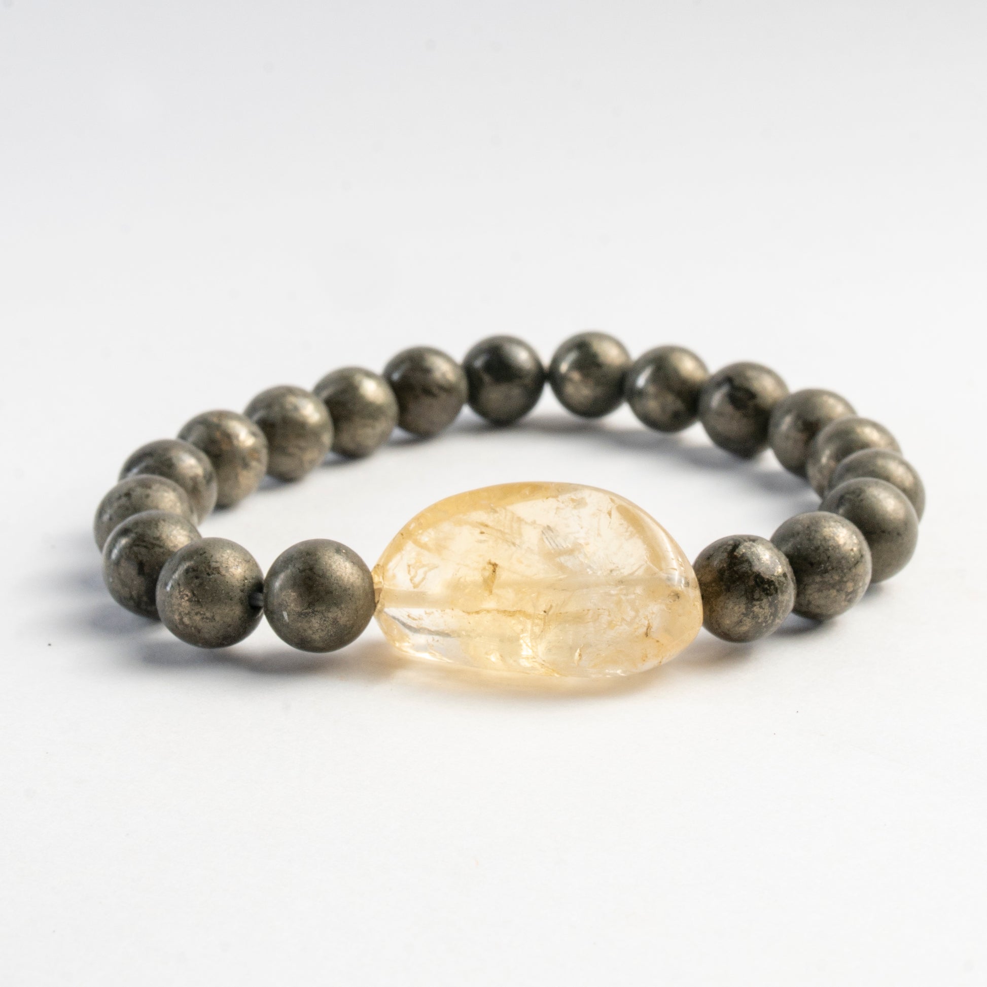 Real Pyrite Citrine Crystal And Stone Combination Bracelet Jewellery