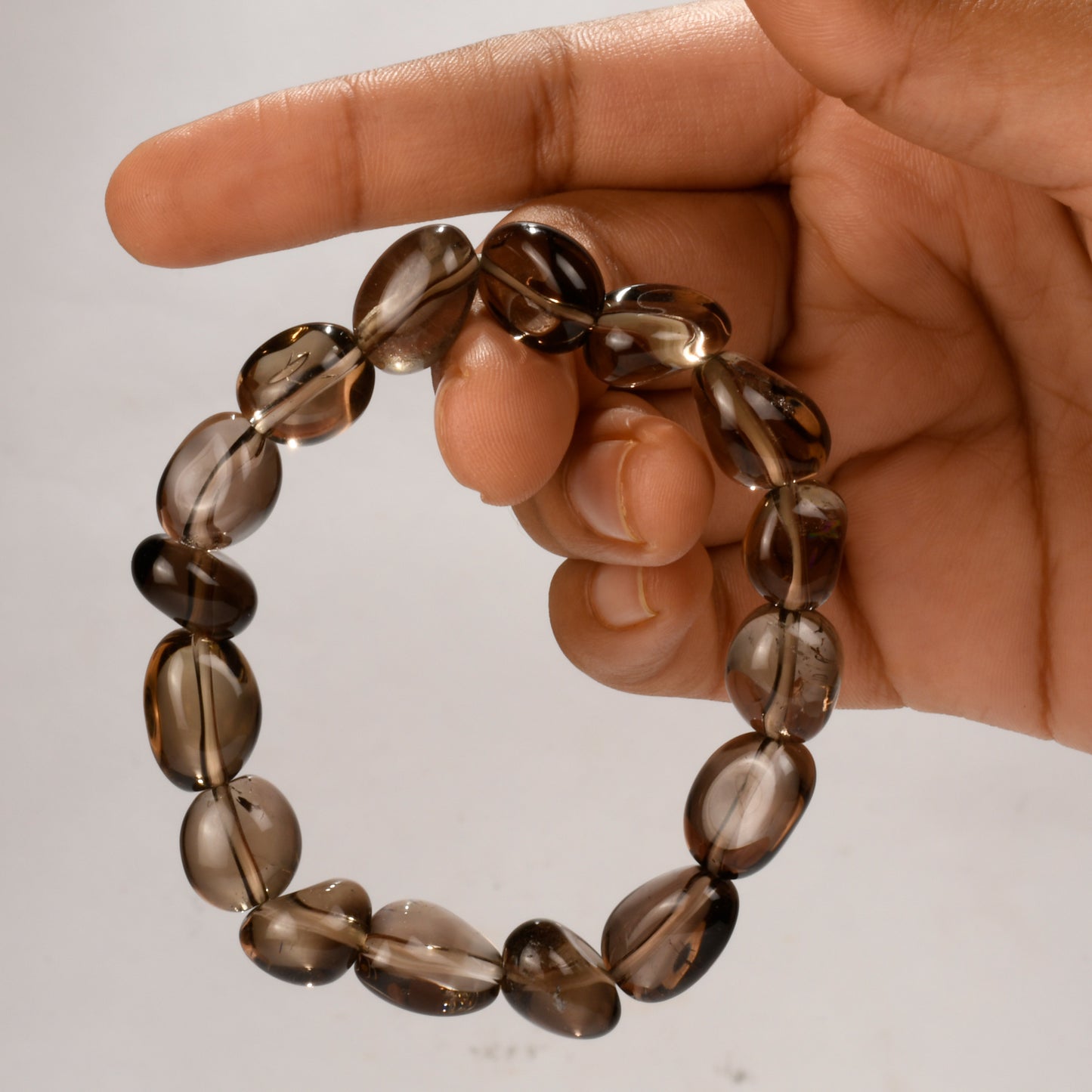 Real Smokey Quartz Crystal and Stone Tumble Bracelet Jewellery