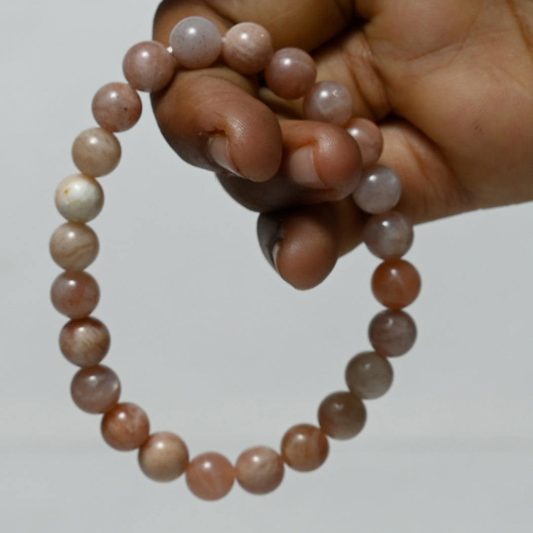 Real Sunstone Crystal and Stone Bead Bracelet Jewellery 8mm