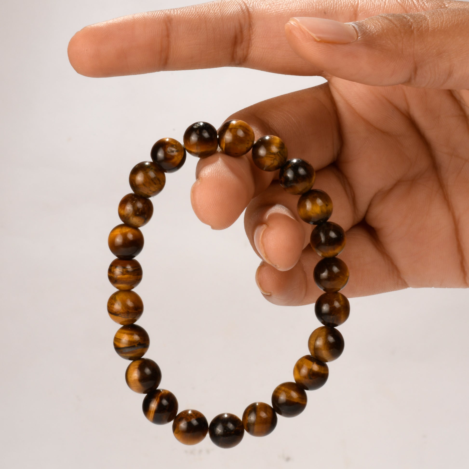 Real Tiger'S Eye Crystal and Stone Bead Bracelet Jewellery 8mm