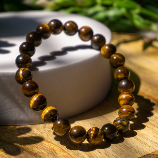 Tiger'S Eye Crystal and Stone Bead Bracelet Jewellery 8mm