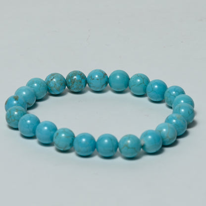 Real Turquoise Crystal and Stone Bead Bracelet Jewellery 8mm