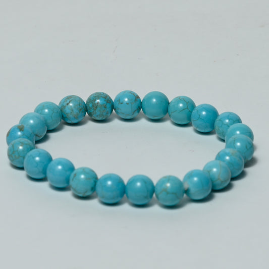 Real Turquoise Crystal and Stone Bead Bracelet Jewellery 8mm