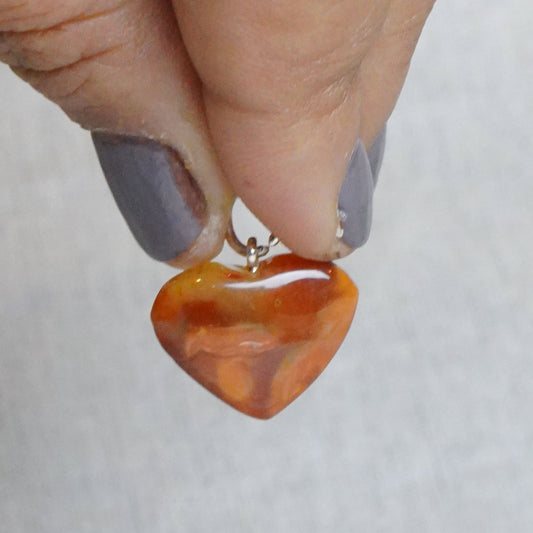 Orange Carnelian Crystal Heart Pendant