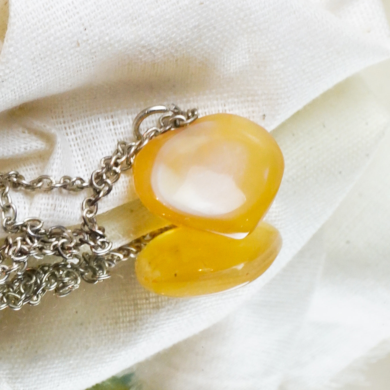 Yellow Agate Crystal Heart Pendant